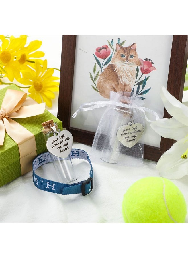 Nuenen Nuenen 2 Pcs Pet Hair Glass Memorial Bottle Dog Keepsake Memorial Pet Loss Memory Sympathy Gift Vials for Hair with Heart Shape Ornaments White Organza Bags Cat Keepsake Glass for Ashes Fur Urn  - Image 3