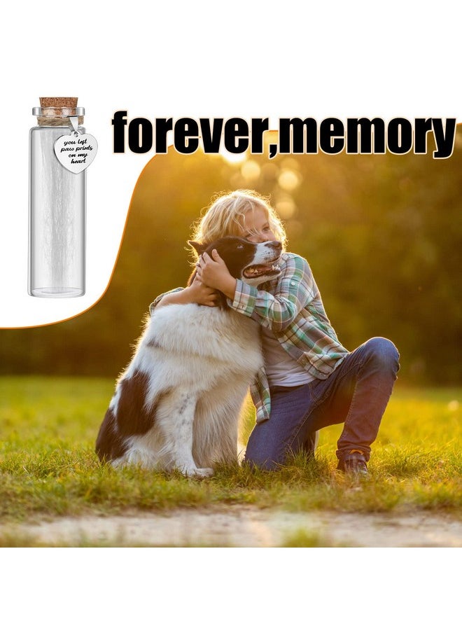 Nuenen Nuenen 2 Pcs Pet Hair Glass Memorial Bottle Dog Keepsake Memorial Pet Loss Memory Sympathy Gift Vials for Hair with Heart Shape Ornaments White Organza Bags Cat Keepsake Glass for Ashes Fur Urn  - Image 5
