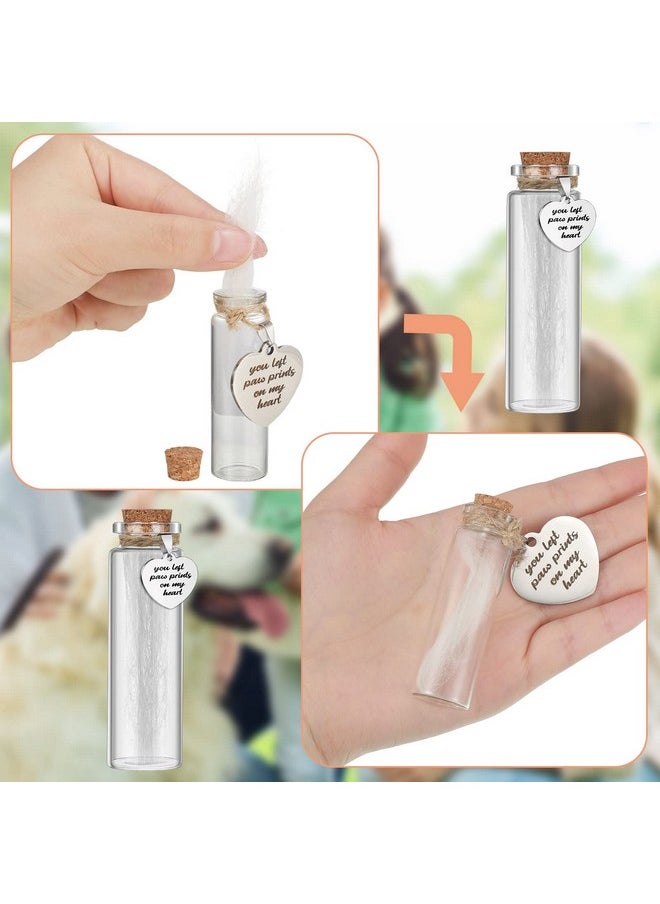 Nuenen Nuenen 2 Pcs Pet Hair Glass Memorial Bottle Dog Keepsake Memorial Pet Loss Memory Sympathy Gift Vials for Hair with Heart Shape Ornaments White Organza Bags Cat Keepsake Glass for Ashes Fur Urn  - Image 4