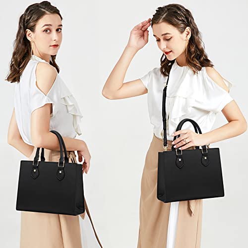 CHICAROUSAL Crossbody Purses and Handbags for Women PU Leather Tote Top Handle Satchel Shoulder Bags (1 LiZ Black) - Image 2