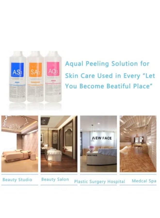 AS1 SA2 AO3 Water Light Exfoliating Liquid Blackhead Cleansing Advanced Salon Professional Microdermabrasion Essence, Suitable for Small Bubble Skin Care Mask Machine (AS1 SA2 AO3, 3*400ml) - Image 3
