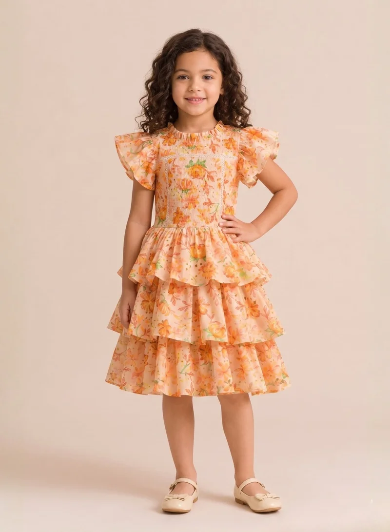 Luxe & Hardy Girls Lily Embroidered Flared Dress