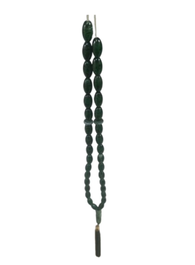 Green Rosary Tasbeeh with 33 Oval Beads