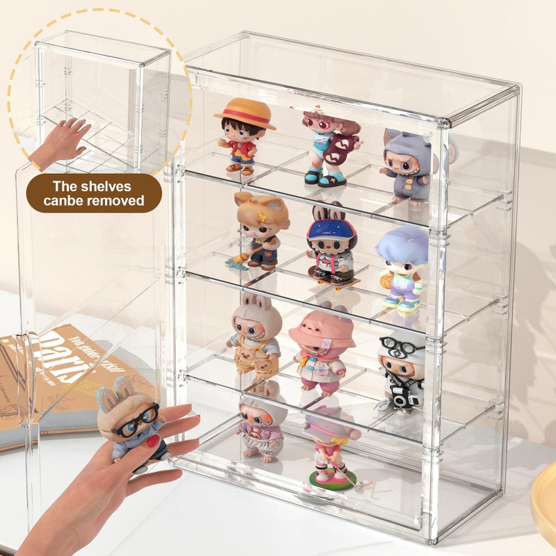 BOHOIDEE 4 Tiers Clear Display Case for Figures, Acrylic Storage Organizers Box with Magnetic Door, Wall-Mounted Dustproof Showcase for Collectibles Action Figure(1PACK, Wall-Mounted Extra Large) - Image 5