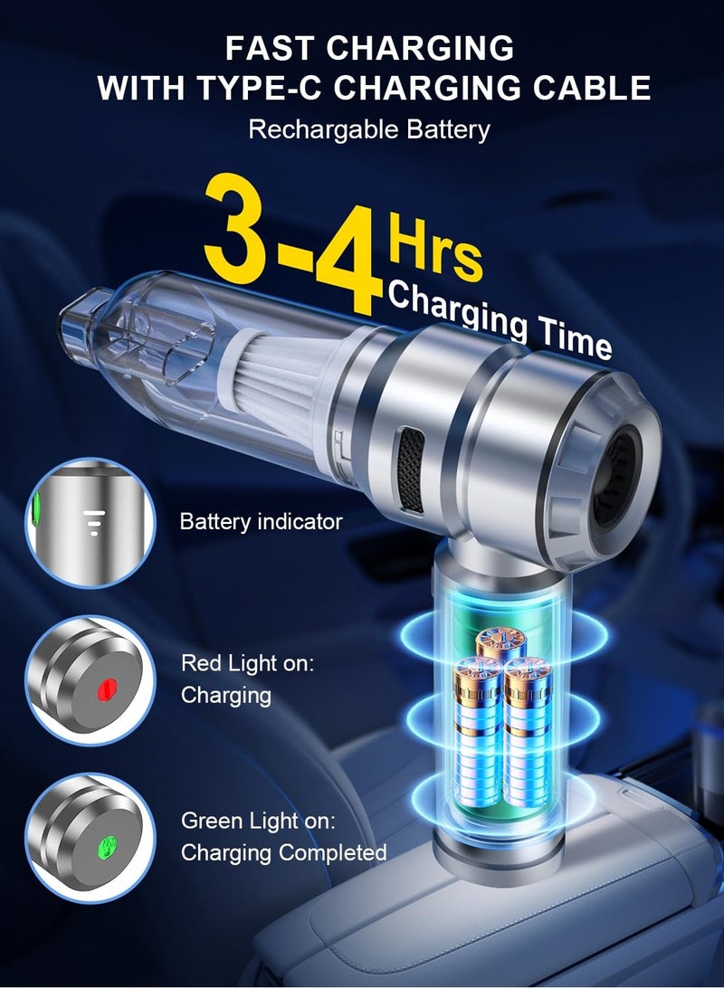 Car Vacuum, 3 Suction Modes, Portable Mini Cordless Cleaner with 21000pa Suction Power, Handheld Vacuum for Home,Car, Office Desk, Keyboards - Image 3