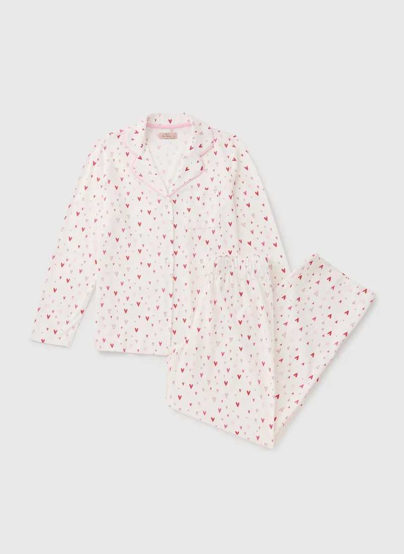 ماتلان White Cuffed Bow Pyjama Set