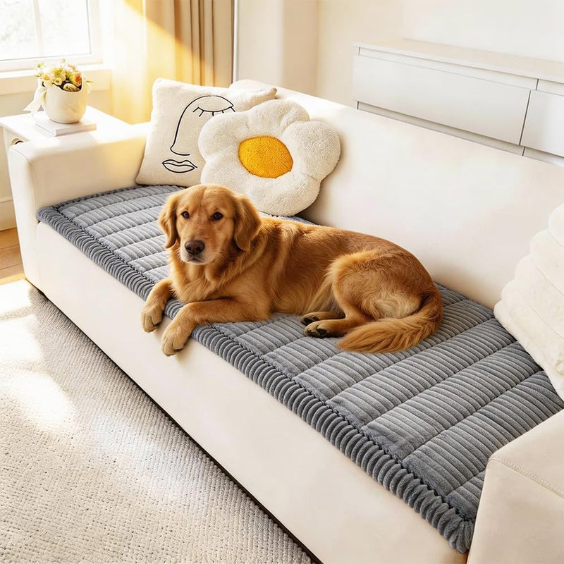 Awjcsv Couch Cover for Dogs Washable, Fuzzy Pet Couch Covers for 3 Cushion Sofa Pet Friendly, Non Slip Sofa Cover (Blue-Grey, 27.6" x 59"/70 x 150cm) - Image 1