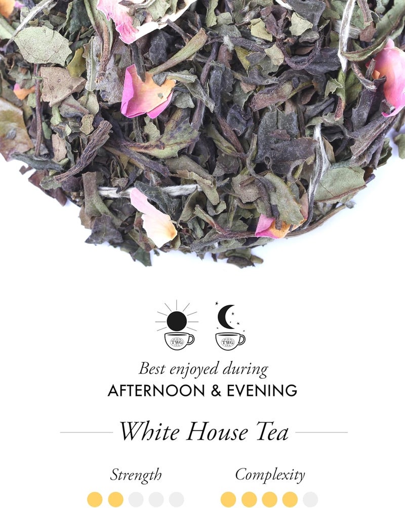 TWG Tea White House Tea - Exquisite White Tea with Rose Petals in Haute Couture Tin, 50g Gift Set - Image 2