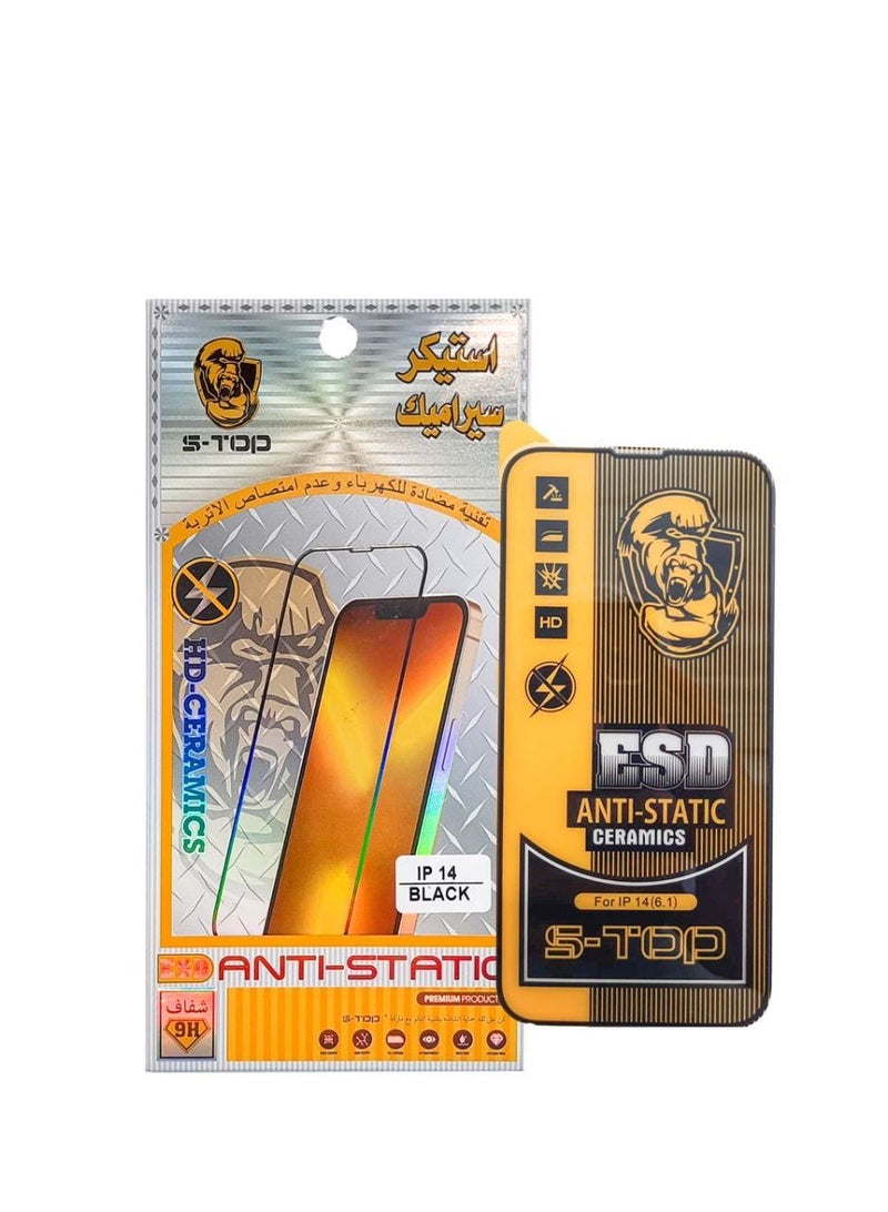 S-TOP Full Cover Glass Screen Protector For iPhone 14/13/13 Pro 6.1-inch Black - Image 3