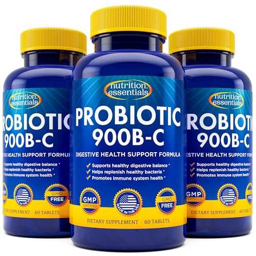Probiotics for Women and Men with Natural Lactase Enzyme Prebiotic Fiber for Digestive Health 80percent Stronger Supplement for Gut Health Support 3 Count of 60 Tablets