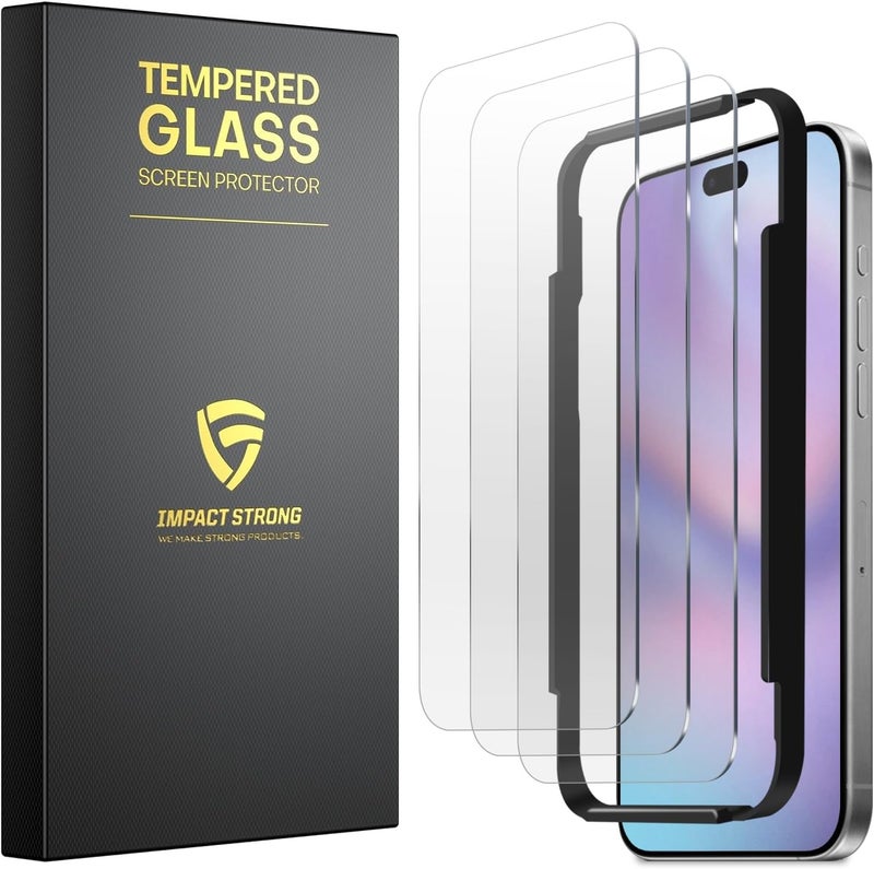 ImpactStrong 3-Pack Shatterproof Tempered Glass Screen Protector for iPhone 17 Pro [Easy Installation Frame] [Bubble Free] [9H Hardness] [Full Coverage] Case Friendly, 6.3 Inch - Image 2