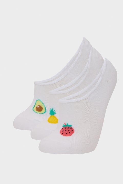 White Woman Woman Fruit 3 piece Babet Socks Casual