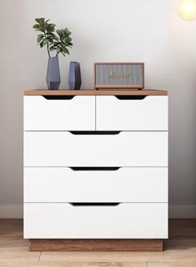 جولدن خزانة ملابس متعددة الوظائف مكونة من 4 طبقات و5 أدراج لغرفة النوم، خزانة ملابس حديثة باللون الأبيض، منظم تخزين كبير السعة لغرفة المعيشة والممر والمدخل 60 × 40 × 68 سم - Image 1