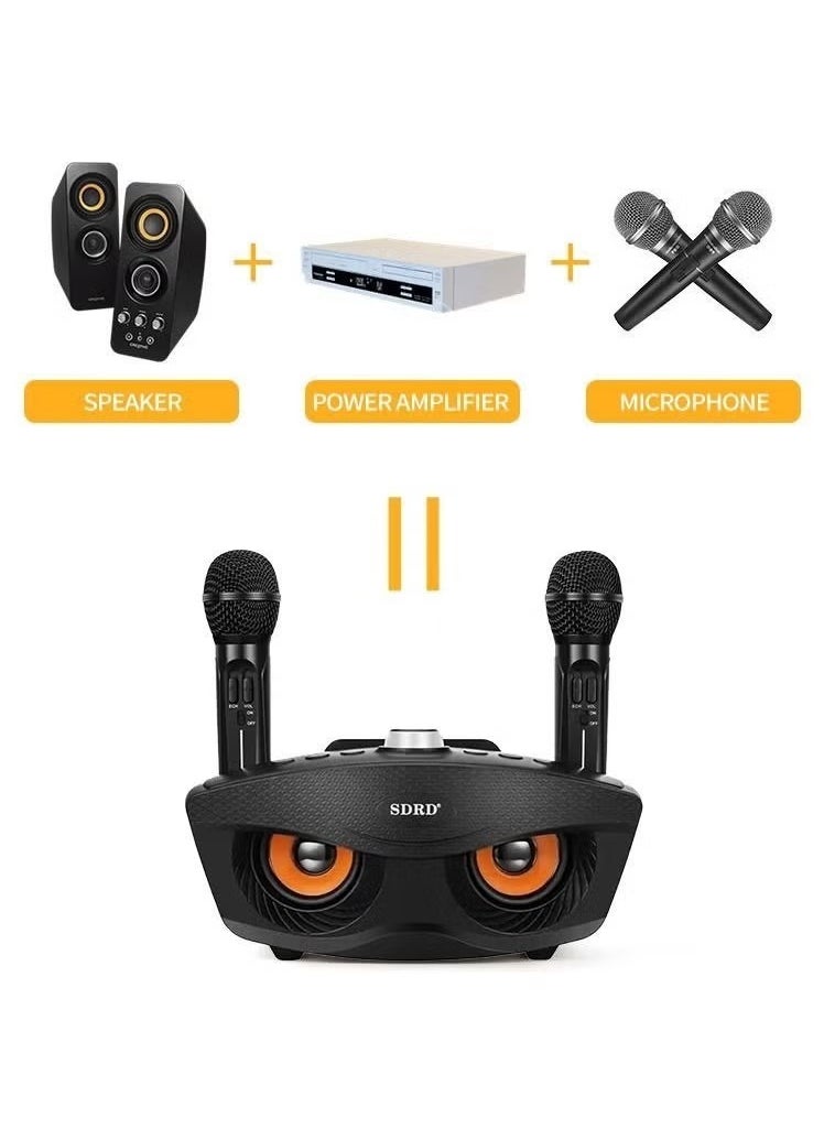 SDRD - SD-306 Portable Karaoke Speaker Machine Wireless Bluetooth  with 2 Microphones Black - Image 1