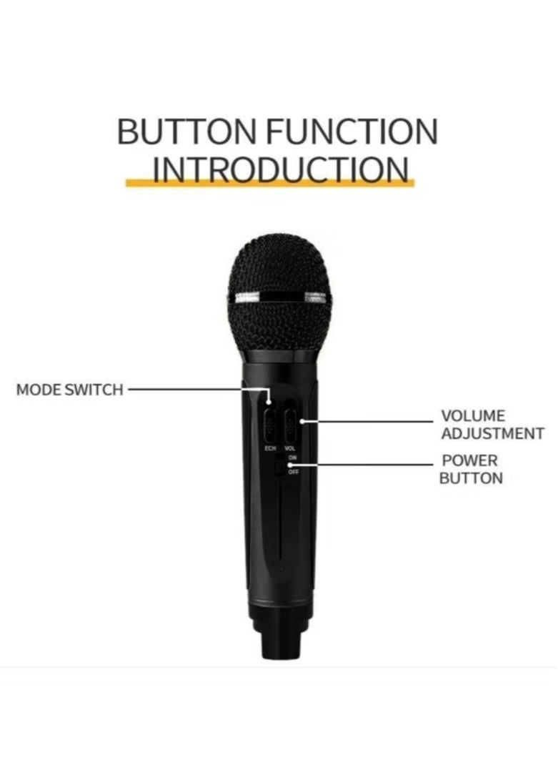 SDRD - SD-306 Portable Karaoke Speaker Machine Wireless Bluetooth  with 2 Microphones Black - Image 1