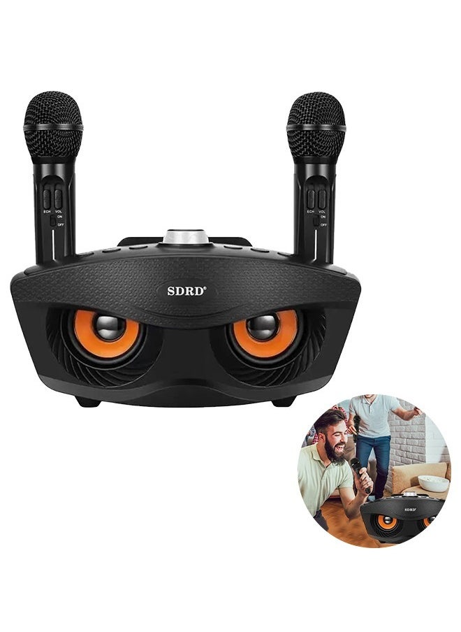 SDRD - SD-306 Portable Karaoke Speaker Machine Wireless Bluetooth  with 2 Microphones Black - Image 1