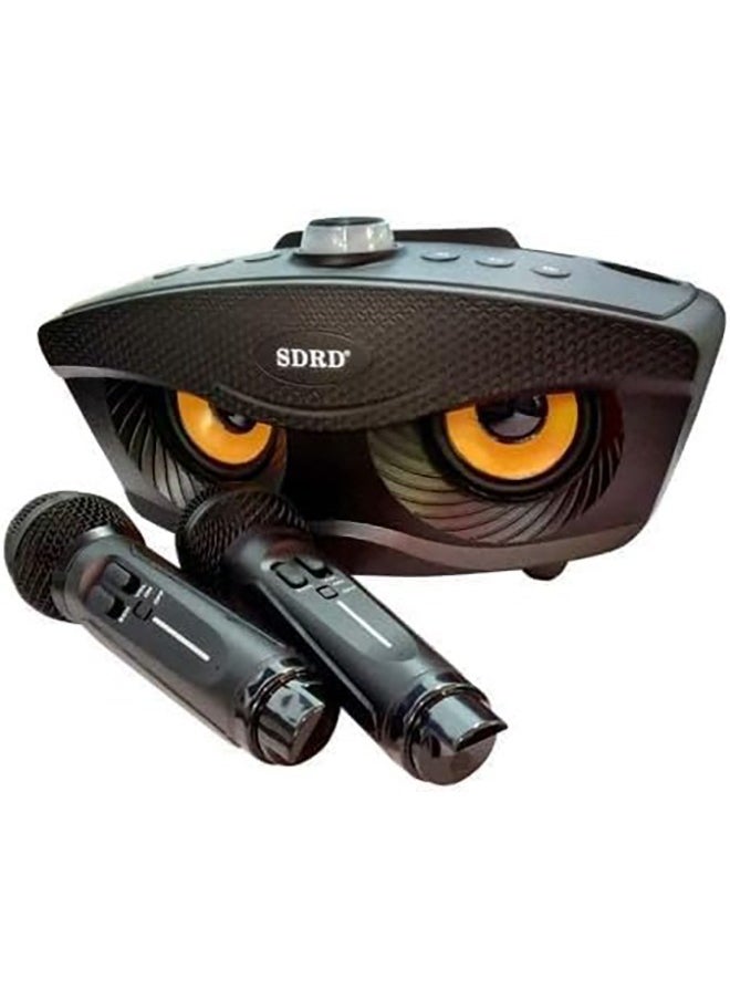 SDRD - SD-306 Portable Karaoke Speaker Machine Wireless Bluetooth  with 2 Microphones Black - Image 1