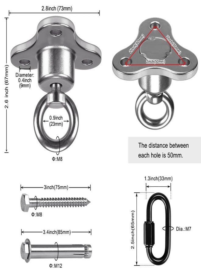 Dolibest Bearing Swing Hanger with Carabiner, 360 Swivel Swing Hanger, Heavy Duty Hammock Hanging Kit for Tire Kit Playground Hanging Hammock Chair, Yoga, 3 Screws, 900 LB Capacity - Image 5