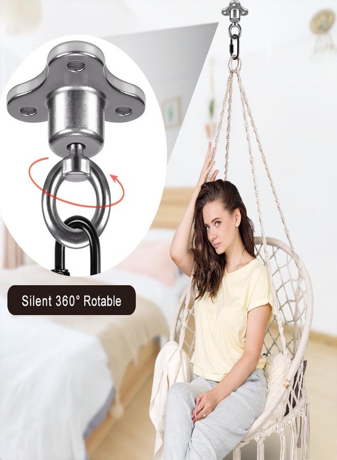 Dolibest Bearing Swing Hanger with Carabiner, 360 Swivel Swing Hanger, Heavy Duty Hammock Hanging Kit for Tire Kit Playground Hanging Hammock Chair, Yoga, 3 Screws, 900 LB Capacity - Image 2