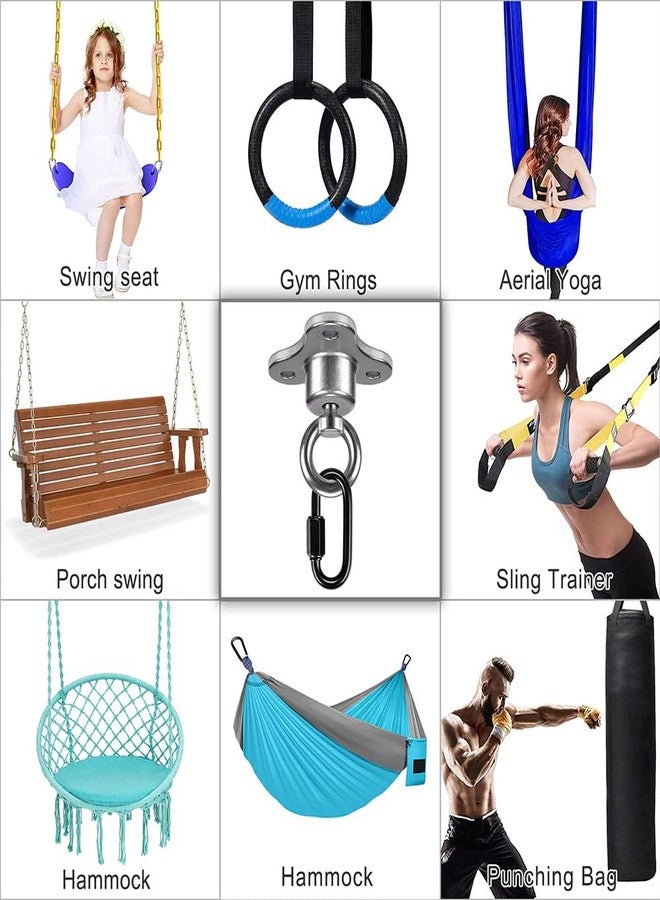 Dolibest Bearing Swing Hanger with Carabiner, 360 Swivel Swing Hanger, Heavy Duty Hammock Hanging Kit for Tire Kit Playground Hanging Hammock Chair, Yoga, 3 Screws, 900 LB Capacity - Image 3