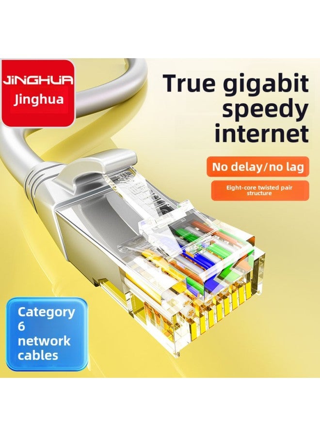 Jinghua Network Cables Category 6 Gigabit Unshielded Household 8-Core Network Cables Finished Switches Super Category 6 Twisted Pair Network Cables-Color:Grey-Line Length:25 M - Image 1
