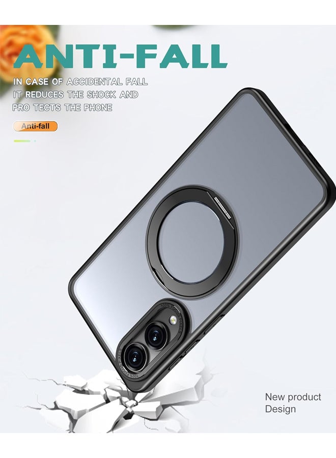إكس ليفيل جراب لهاتف سامسونج S25 Edge، متوافق مع MagSafe، غطاء خلفي مغناطيسي دوار شفاف غير لامع مقاوم للصدمات مع مغناطيس قوي، جراب هاتف رفيع ورفيع يوفر حماية كاملة، مصنوع من مادة TPU الناعمة لهاتف Galaxy S25 Edge للرجال والنساء (أسود) - Image 2