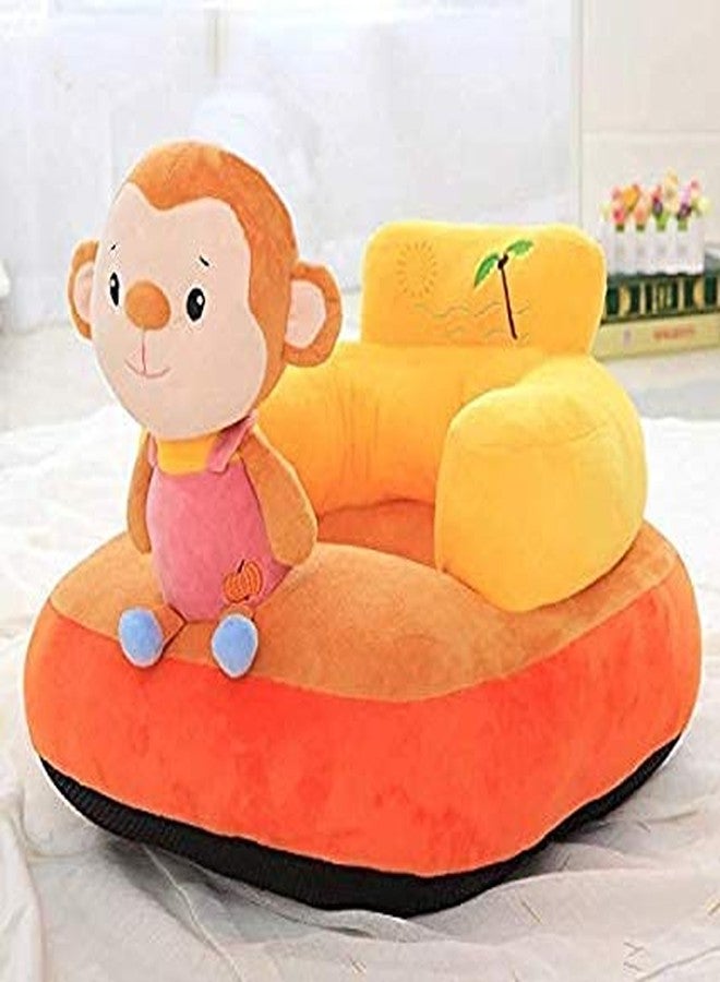 Vaishno Cotton Baby Sofa Stylish Monkey Design Safety Sitting Shape Baby Supporting Seat Soft Plush Cushion and Chair for Kids (Orange) - Image 1