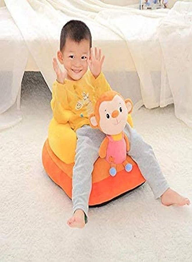 Vaishno Cotton Baby Sofa Stylish Monkey Design Safety Sitting Shape Baby Supporting Seat Soft Plush Cushion and Chair for Kids (Orange) - Image 2