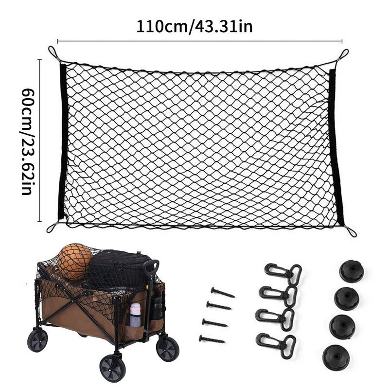 Heavy Duty Foldable Nylon Multifunctional Vehicle Net 110cm 43.31in All Weather Cargo Transport Net Suitable For Garden Carts Folding Carts Beach Bikes UTVs Trailers Camping Outdoor Transportation Safe Loading Net - Image 4