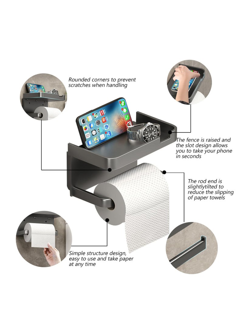Generic Toilet Paper Holder, Stick on Toilet Paper Roll Holder with Shelf, Self-Adhesive Modern Toilet Paper Holder for Bathroom, Washroom (Black), Multipurpose Tissue Roll Holder  - Image 4