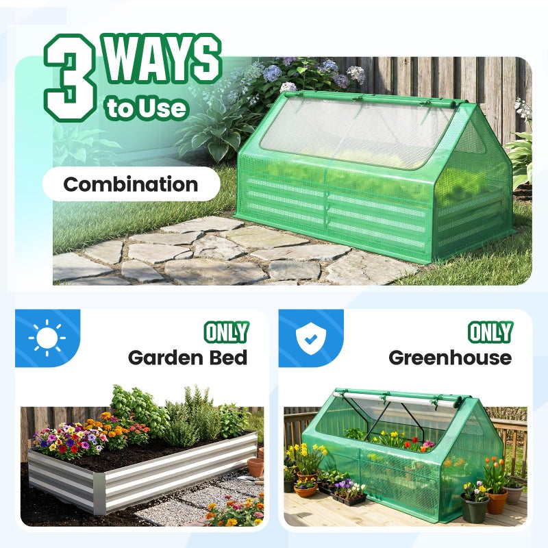 Quictent 6x3x1ft Galvanized Raised Garden Bed with Cover Metal Planter Bottomless Box w/ 2 Large Screen Windows Mini Greenhouse 20pcs T-Tags 1 Pair Gloves Outdoor Growing Vegetables (Green) - Image 3