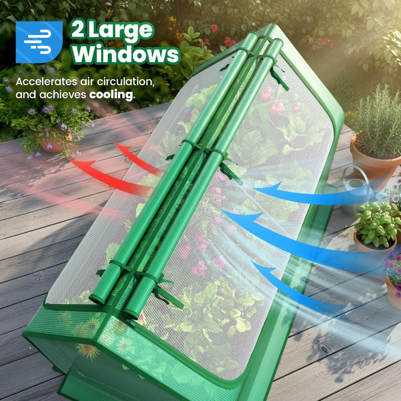 Quictent 6x3x1ft Galvanized Raised Garden Bed with Cover Metal Planter Bottomless Box w/ 2 Large Screen Windows Mini Greenhouse 20pcs T-Tags 1 Pair Gloves Outdoor Growing Vegetables (Green) - Image 5
