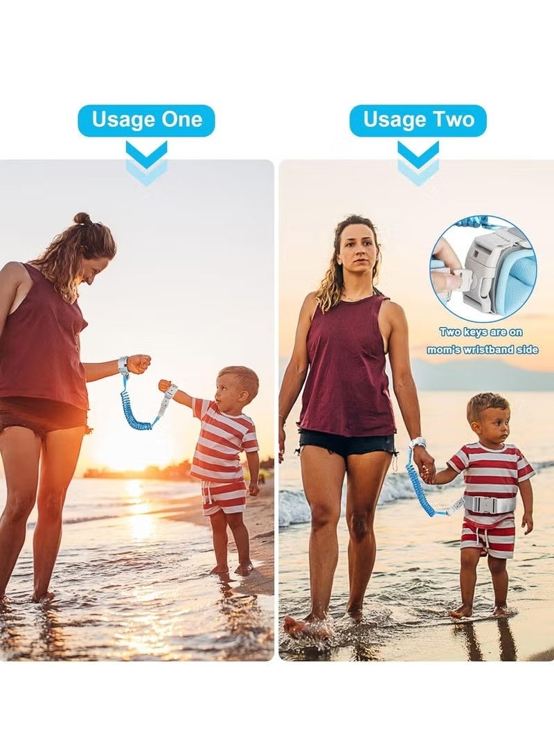 KIIUMI Toddler Safety Harness Walking Leash,Anti Lost Wrist Link,Child Leash Secure Harness with Key Lock,Safety Wrist Leash for Kids Baby Boys and Girls 5 feet(BLUE) - Image 2