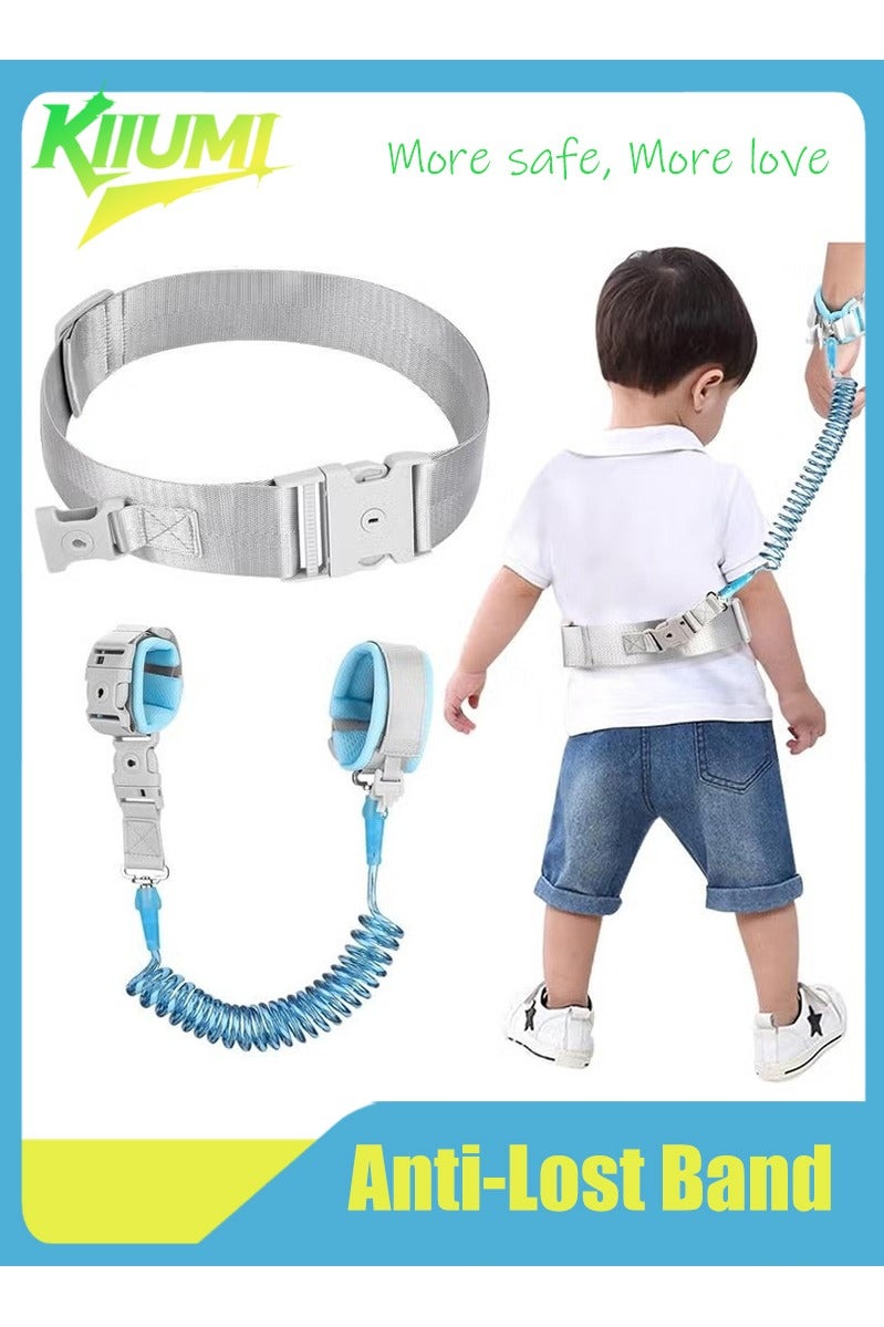 KIIUMI Toddler Safety Harness Walking Leash,Anti Lost Wrist Link,Child Leash Secure Harness with Key Lock,Safety Wrist Leash for Kids Baby Boys and Girls 5 feet(BLUE) - Image 1