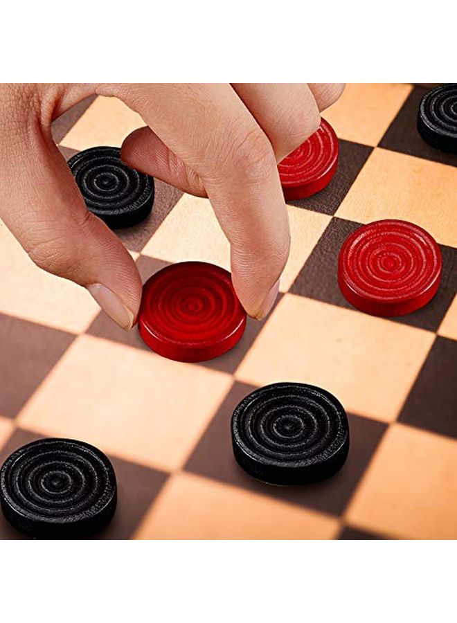 Skylety 24 Pieces Wooden Checkers 1.06 Inch Checkers Board Game Pieces Stackable Ridge In Drawstring Storage Pouch For Checkers Game Red And Black  - Image 1
