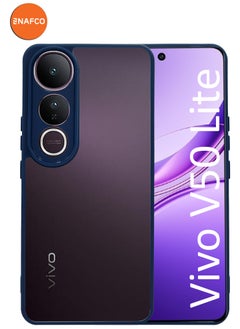 NAFCO For Vivo V50 Lite - Hard Back Transparent Crystal Clear Case with Colourful TPU Bumper & Drop Protection Case Cover - Blue  - Image 1