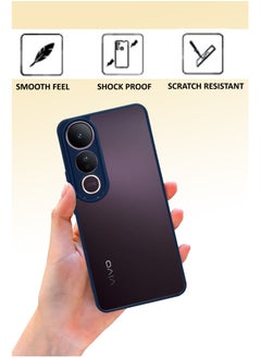 NAFCO For Vivo V50 Lite - Hard Back Transparent Crystal Clear Case with Colourful TPU Bumper & Drop Protection Case Cover - Blue  - Image 3