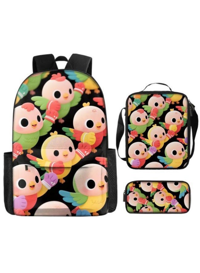 Bright Li Fire Unlock the new fashion of childish fun! Three-piece set of bags, cartoon elements for children and teenagers (students, children, friends' outings, mountain climbing, schooling, etc. can be used) - 8  - Image 2
