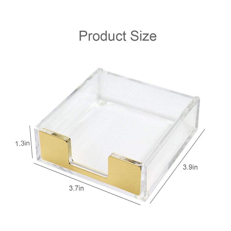 MultiBey Clear Gold Acrylic Sticky Note Pad Holder for Desk, Memo Holder Paper Dispenser, Desktop Accessories Organizer for Office School Home(Gold) - Image 5