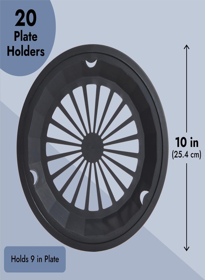 Juvale Plastic Paper Plate Holders Reusable - Black, Medium (Fits 9-Inch), Pack of 20 - Support Rings with Snap-In Grooves, Stability for Picnic & Party - Image 5