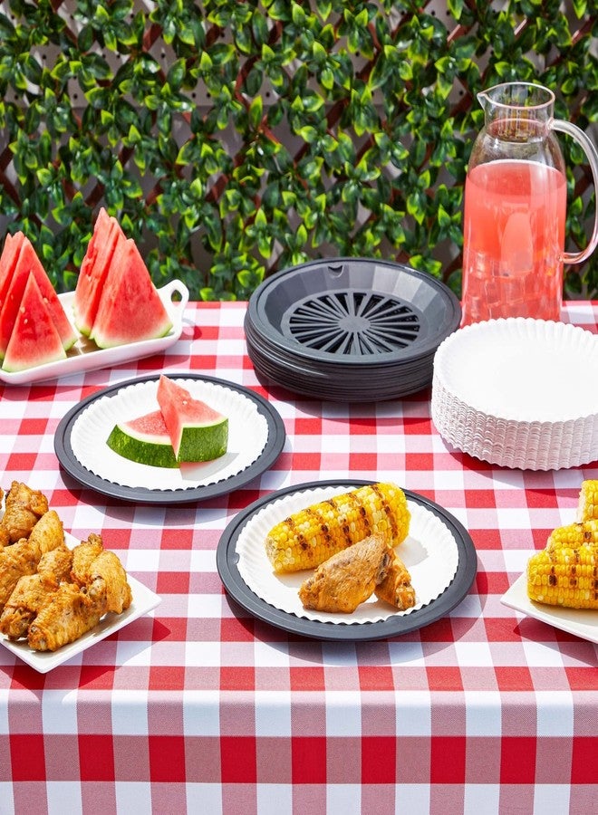 Juvale Plastic Paper Plate Holders Reusable - Black, Medium (Fits 9-Inch), Pack of 20 - Support Rings with Snap-In Grooves, Stability for Picnic & Party - Image 2