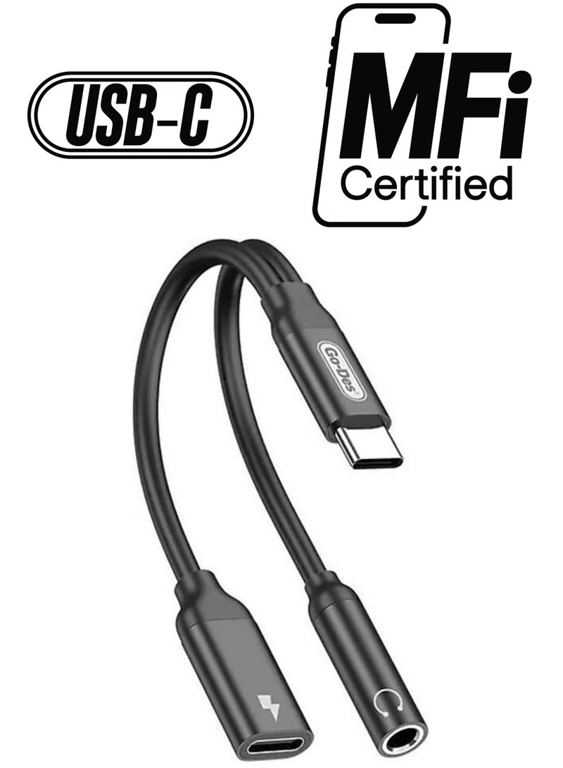 GO-DES "محول صوت من Go-Des GD-UC317 Type-C إلى 3.5mm Aux لسماعات الرأس والشحن" - Image 1