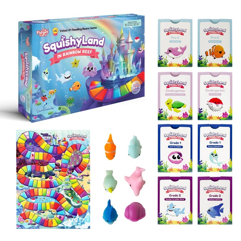 The Fidget Game SquishyLand in Rainbow Reef Educational Phonics Kindergarten Learning Activities for Children in PreK to 2nd Grade Mochi Squishy Toys Set with Board Game 26 Players - Image 2