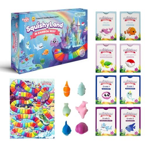 The Fidget Game SquishyLand in Rainbow Reef Educational Phonics Kindergarten Learning Activities for Children in PreK to 2nd Grade Mochi Squishy Toys Set with Board Game 26 Players - Image 1