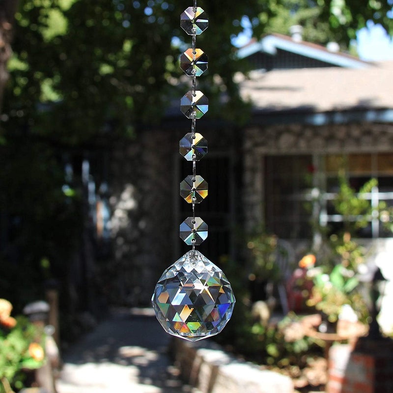 Light Wave Beautiful Sparkling Crystal Rainbow Sun-Catcher Ball Prism Pendant Hanging, Window, Garden, Balcony Hanging Ornament, Car Hanging (Model 12) - Image 2