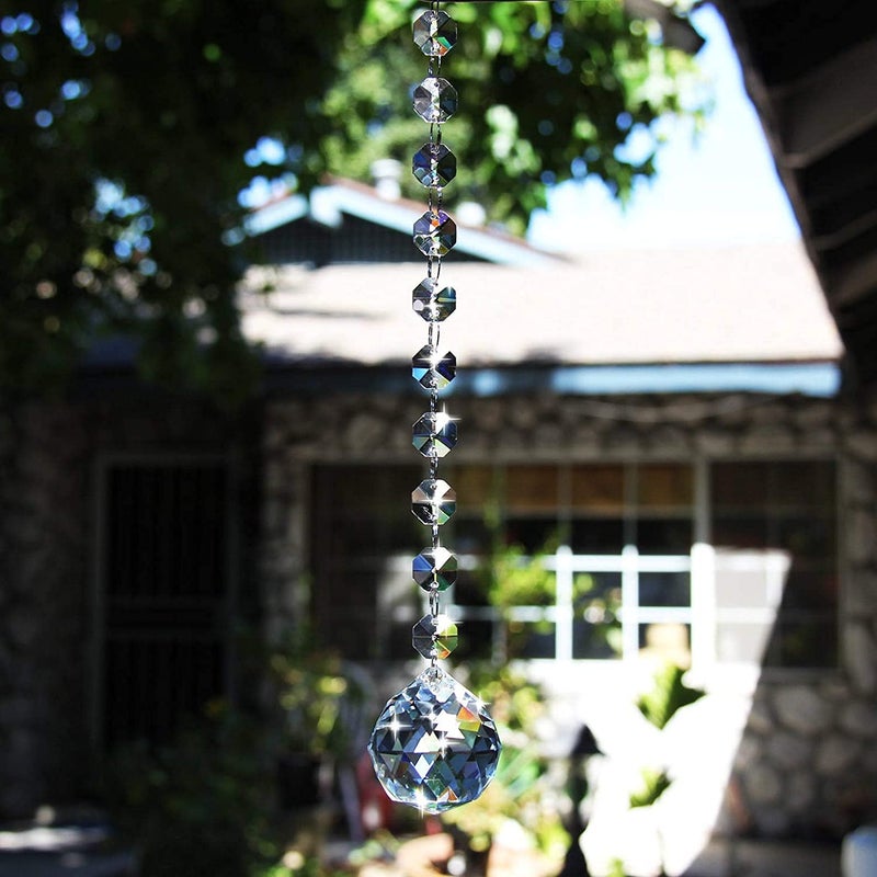 Light Wave Beautiful Sparkling Crystal Rainbow Sun-Catcher Ball Prism Pendant Hanging, Window, Garden, Balcony Hanging Ornament, Car Hanging (Model 12) - Image 1