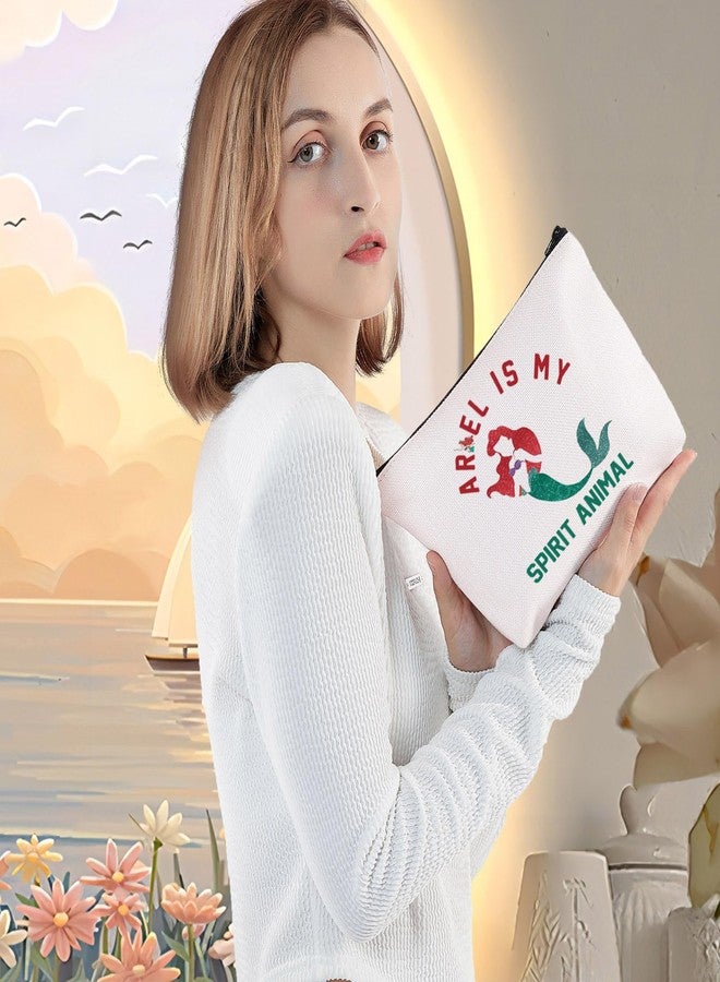 LEVLO Fairy Talel Cosmetic Make Up Bag Red Hair Princess Fans Gift Princess Is My Spirit Animal Makeup Zipper Pouch Bag(Arie Spirit Animal) - Image 5