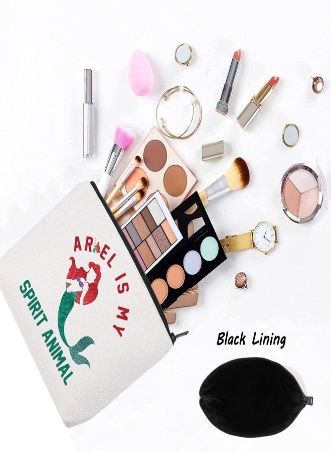 LEVLO Fairy Talel Cosmetic Make Up Bag Red Hair Princess Fans Gift Princess Is My Spirit Animal Makeup Zipper Pouch Bag(Arie Spirit Animal) - Image 3