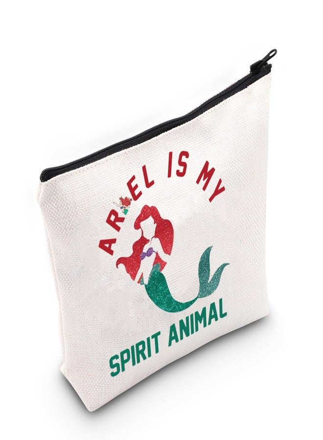 LEVLO Fairy Talel Cosmetic Make Up Bag Red Hair Princess Fans Gift Princess Is My Spirit Animal Makeup Zipper Pouch Bag(Arie Spirit Animal) - Image 1