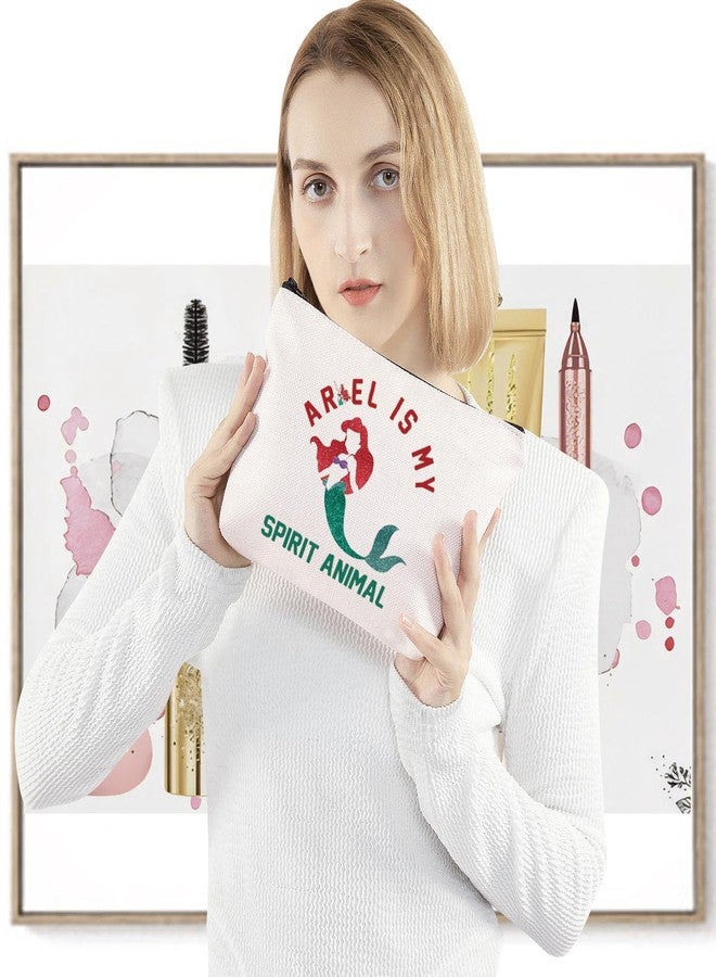 LEVLO Fairy Talel Cosmetic Make Up Bag Red Hair Princess Fans Gift Princess Is My Spirit Animal Makeup Zipper Pouch Bag(Arie Spirit Animal) - Image 4